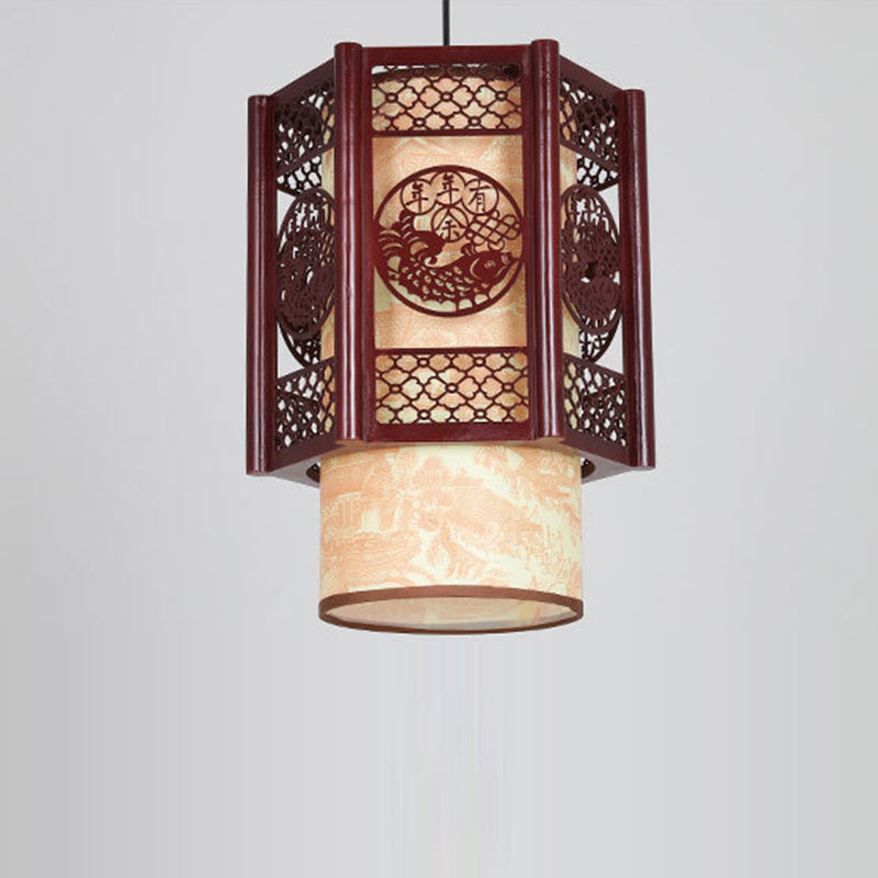 Asian Style Wooden Pendant Light Fixture