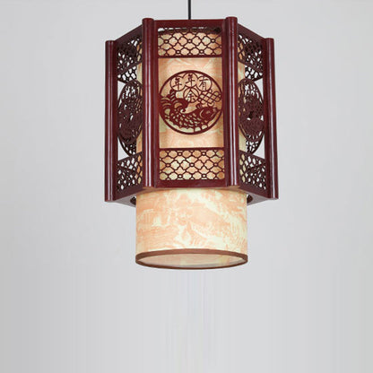 Asian Style Wooden Pendant Light Fixture