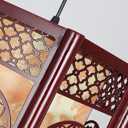 Asian Style Wooden Pendant Light Fixture