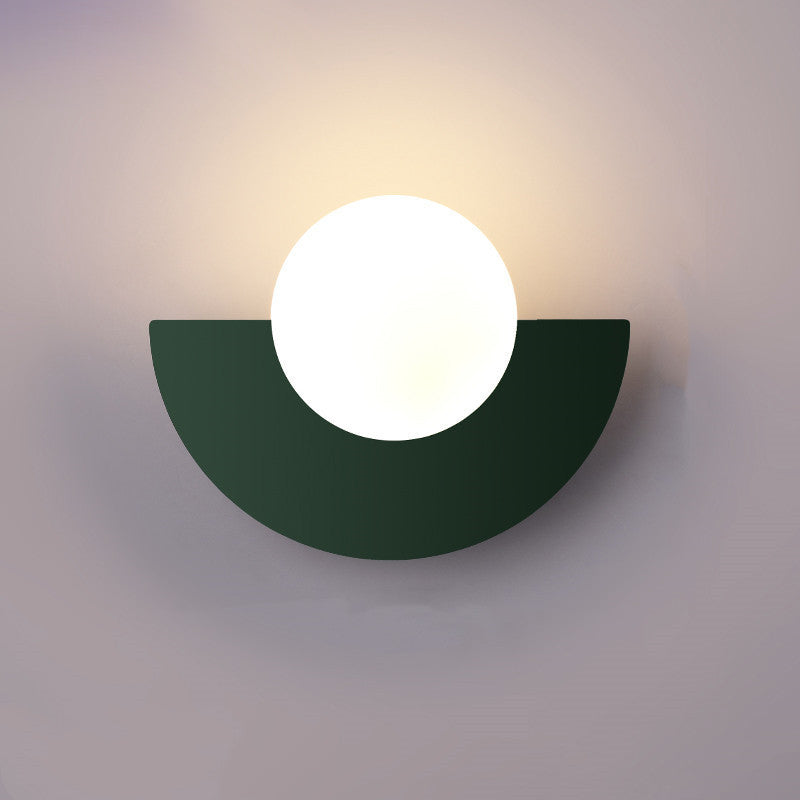 Round Glass Pendant Light with Colored Metal Base