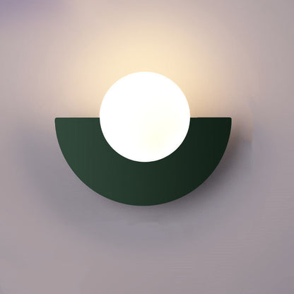 Round Glass Pendant Light with Colored Metal Base
