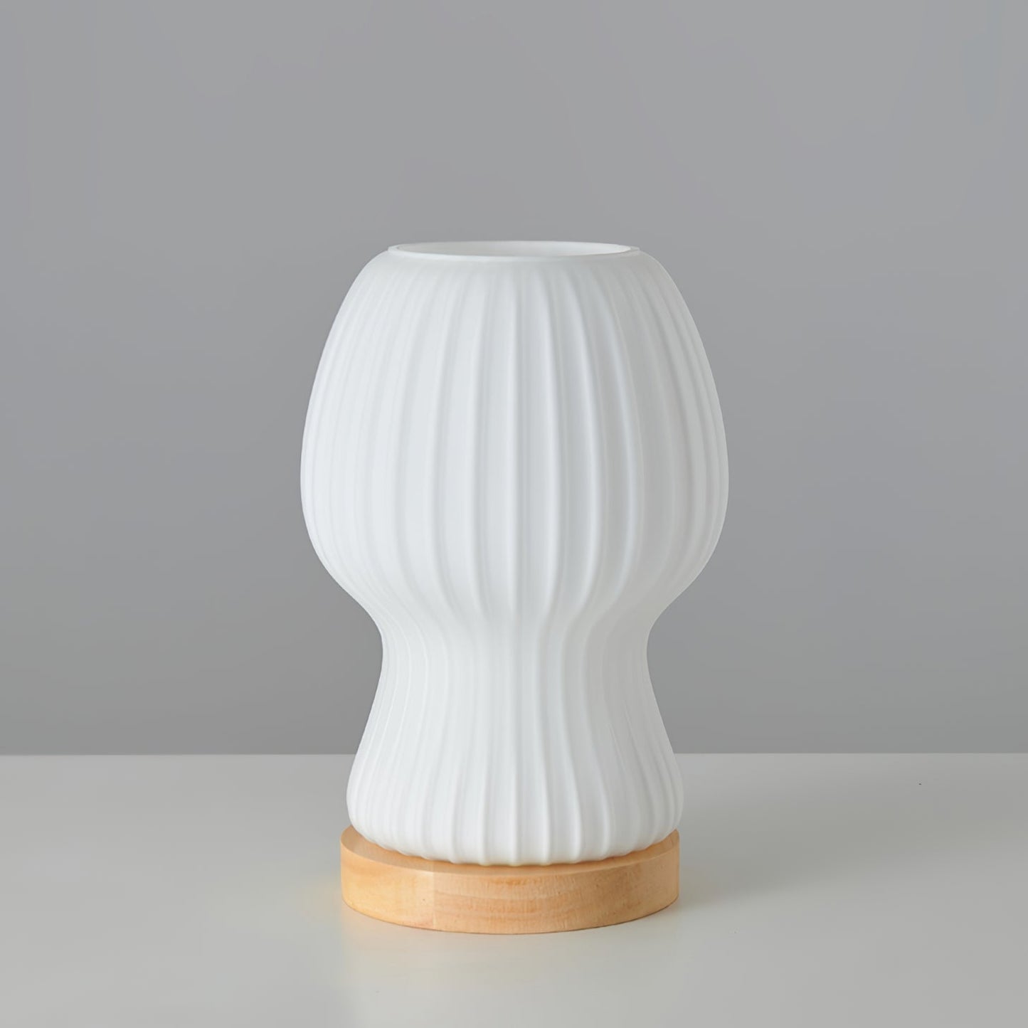 Sleek Glass Table Lamp with Wood Base