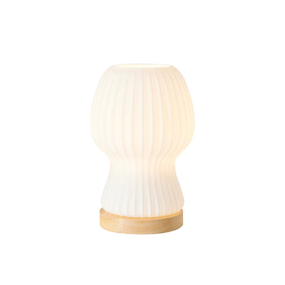 Sleek Glass Table Lamp with Wood Base
