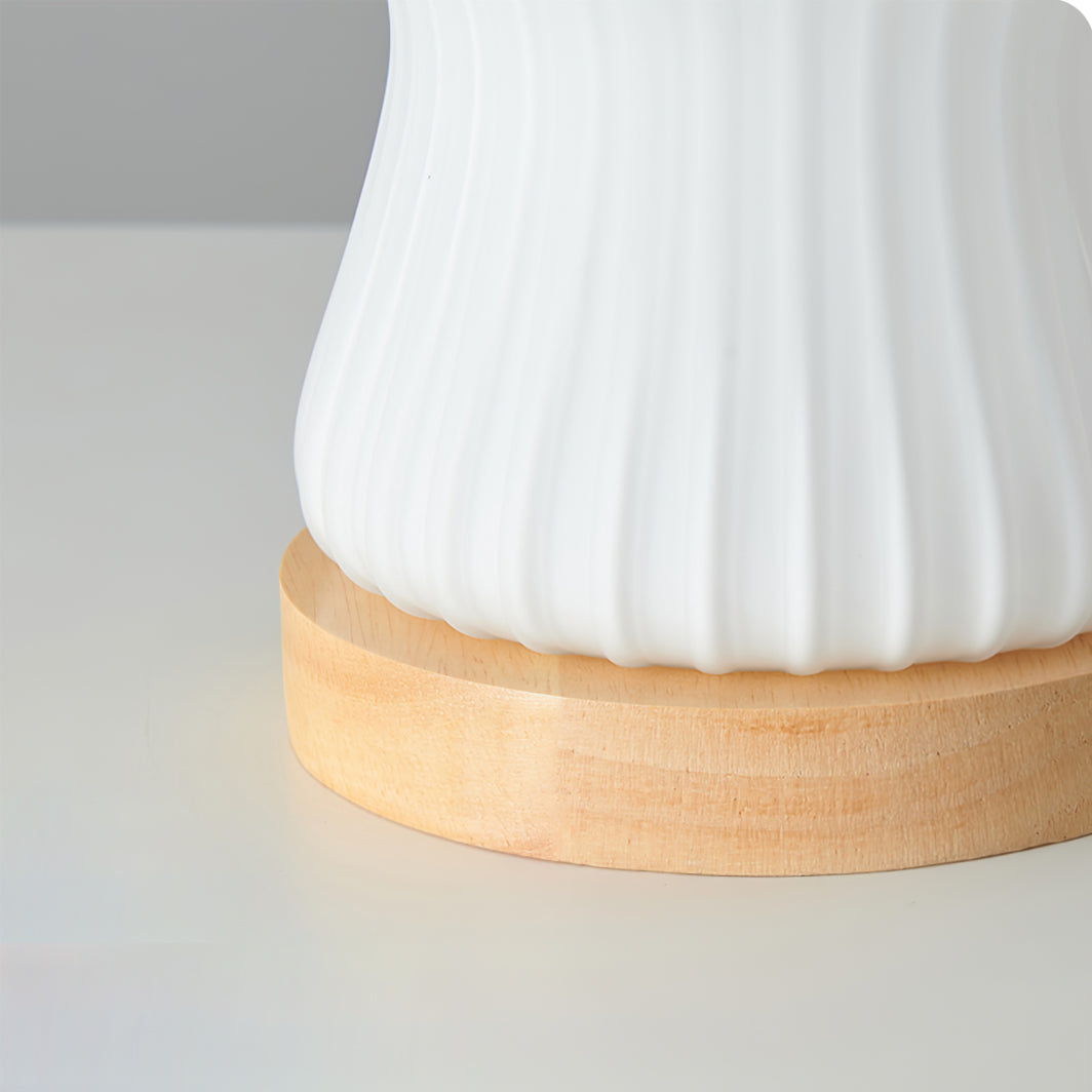 Sleek Glass Table Lamp with Wood Base