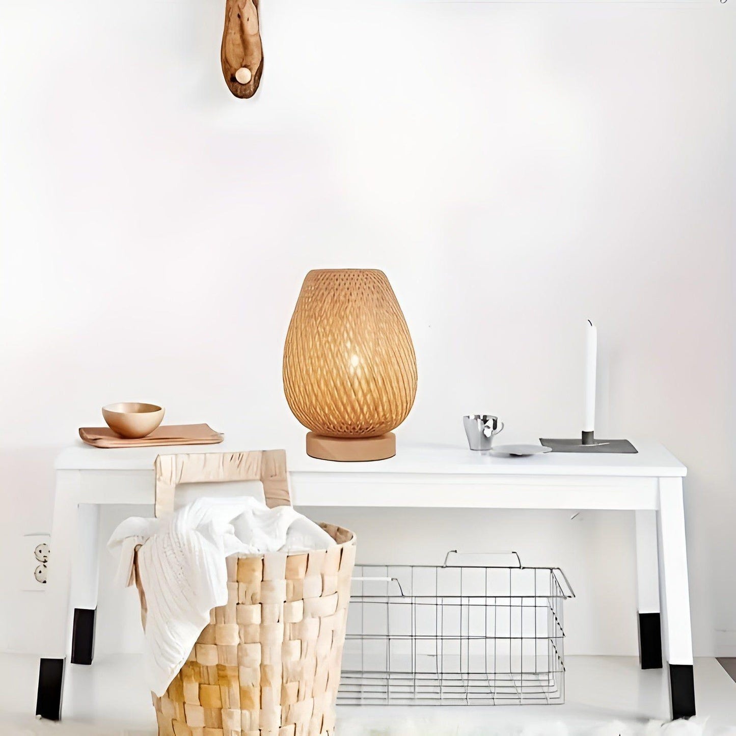 Natural Bamboo USB Table Lamp for Bedroom
