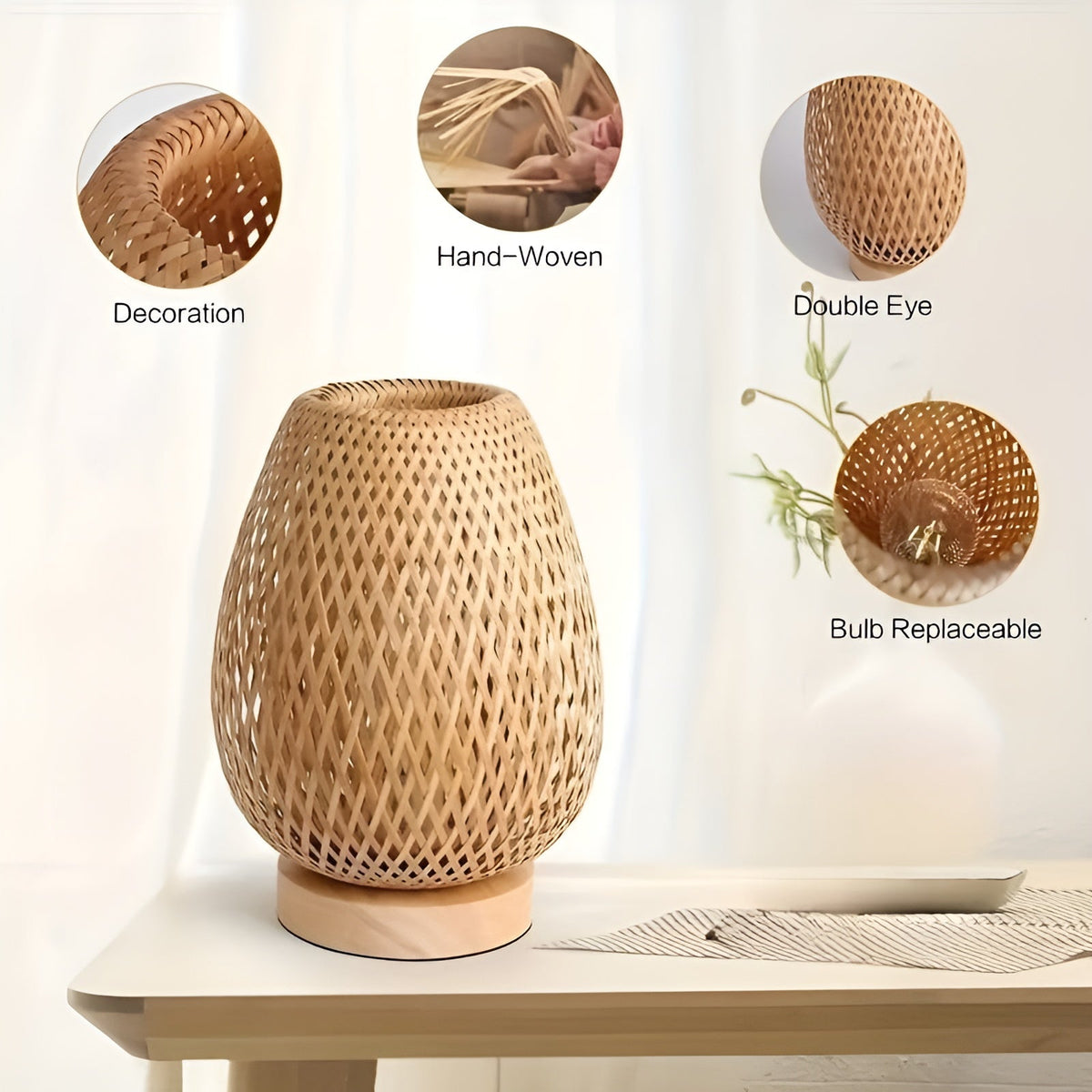 Eco Friendly USB Table Lamp with Natural Bamboo Base