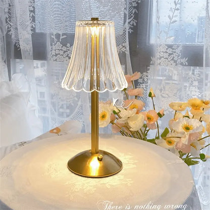 Luxury Glass Wireless Desk Lamp with Sparkling Crystal Accent - Cofik