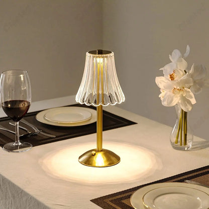 Luxury Glass Wireless Desk Lamp with Sparkling Crystal Accent