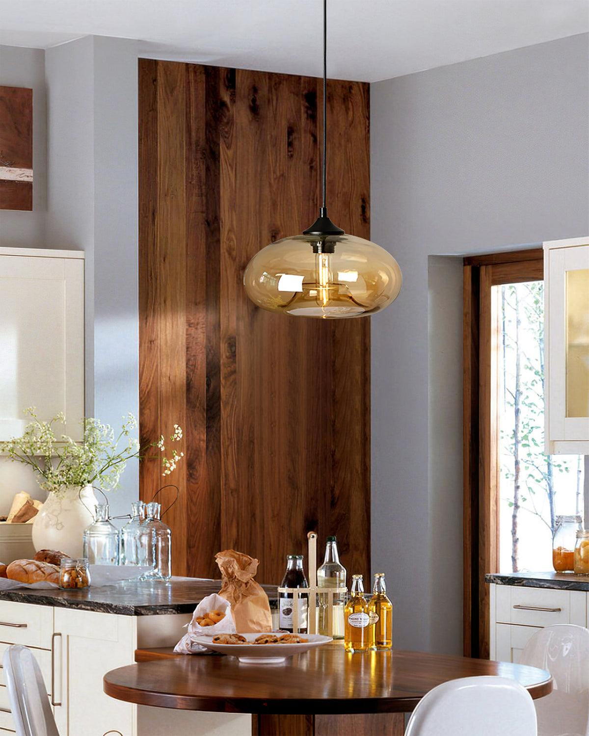 Sleek Glass Pendant LED Ceiling Light Fixture