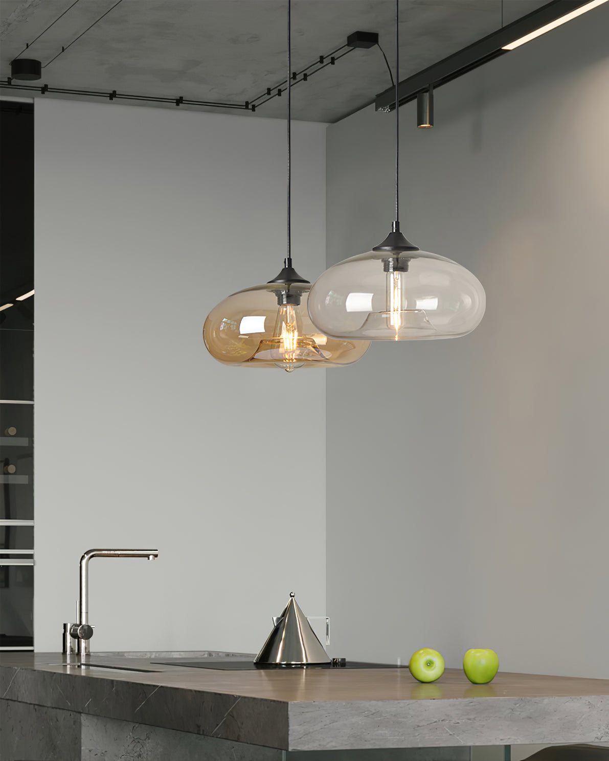 Sleek Glass Pendant LED Ceiling Light Fixture