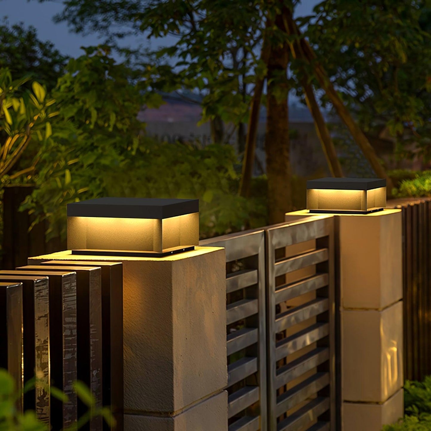 Outdoor Black Security Post Lamp