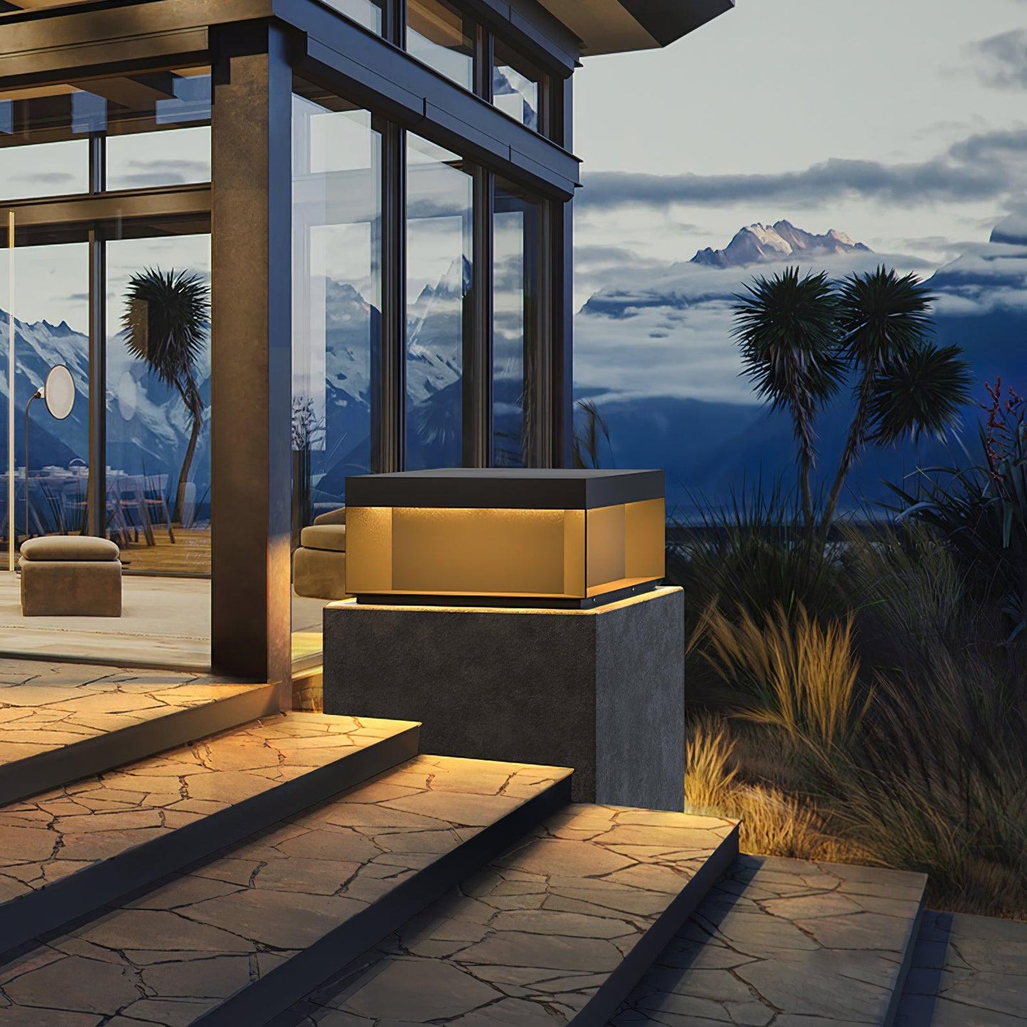 Outdoor Black Security Post Lamp