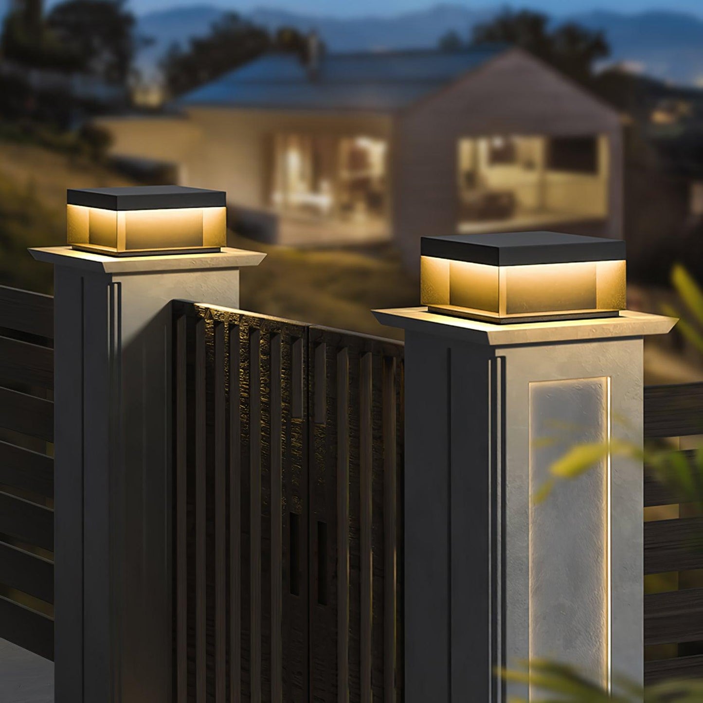 Outdoor Black Security Post Lamp