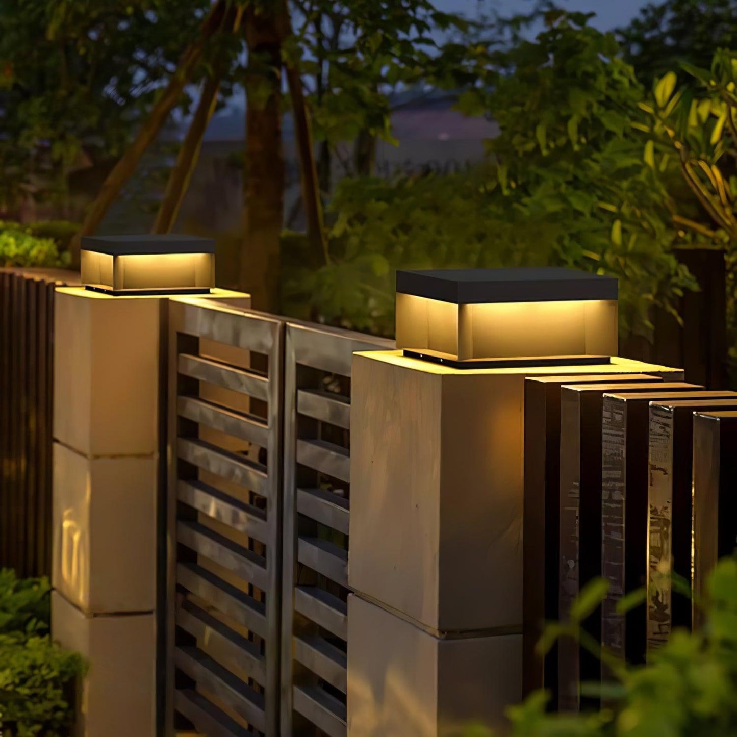 Outdoor Black Security Post Lamp