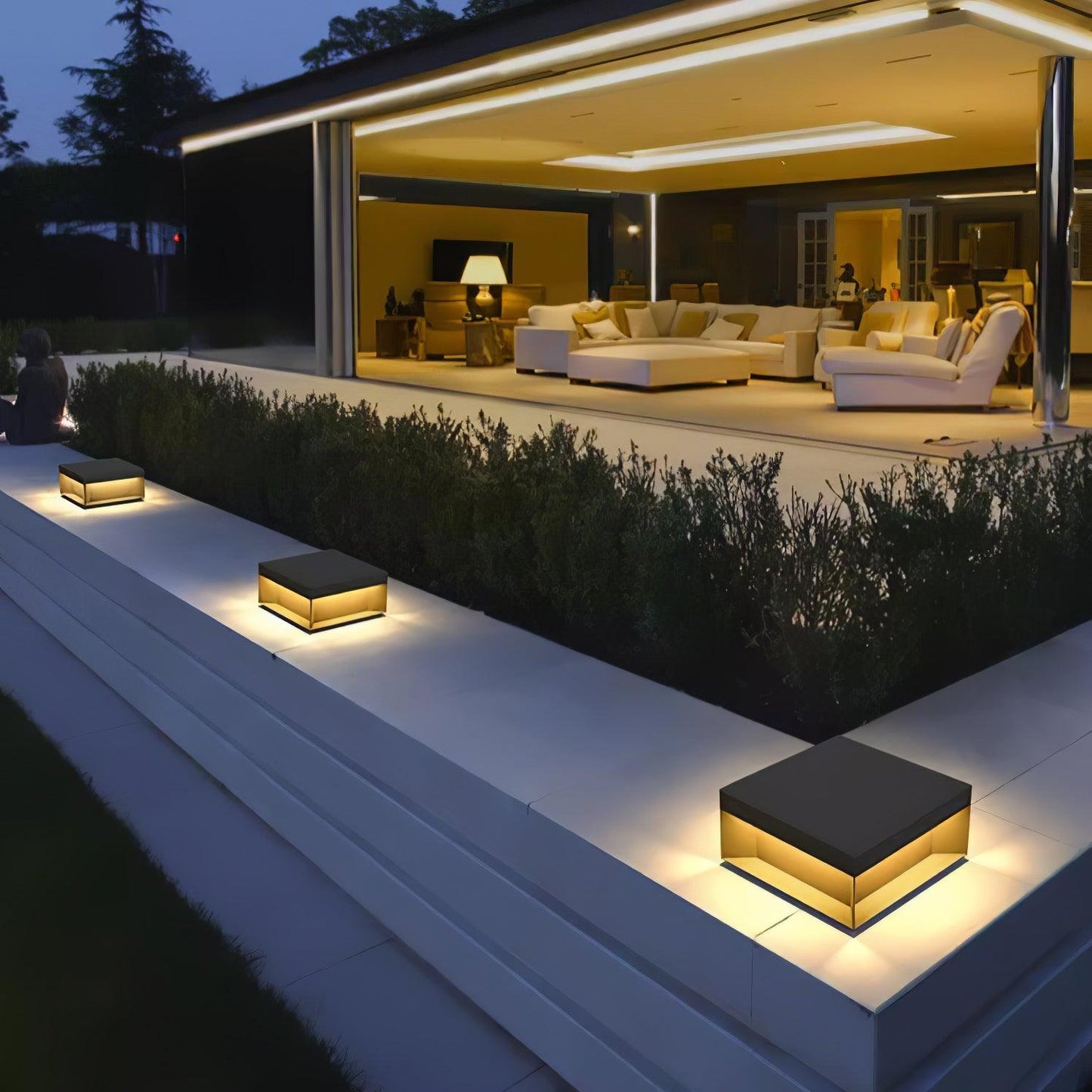 Outdoor Black Security Post Lamp