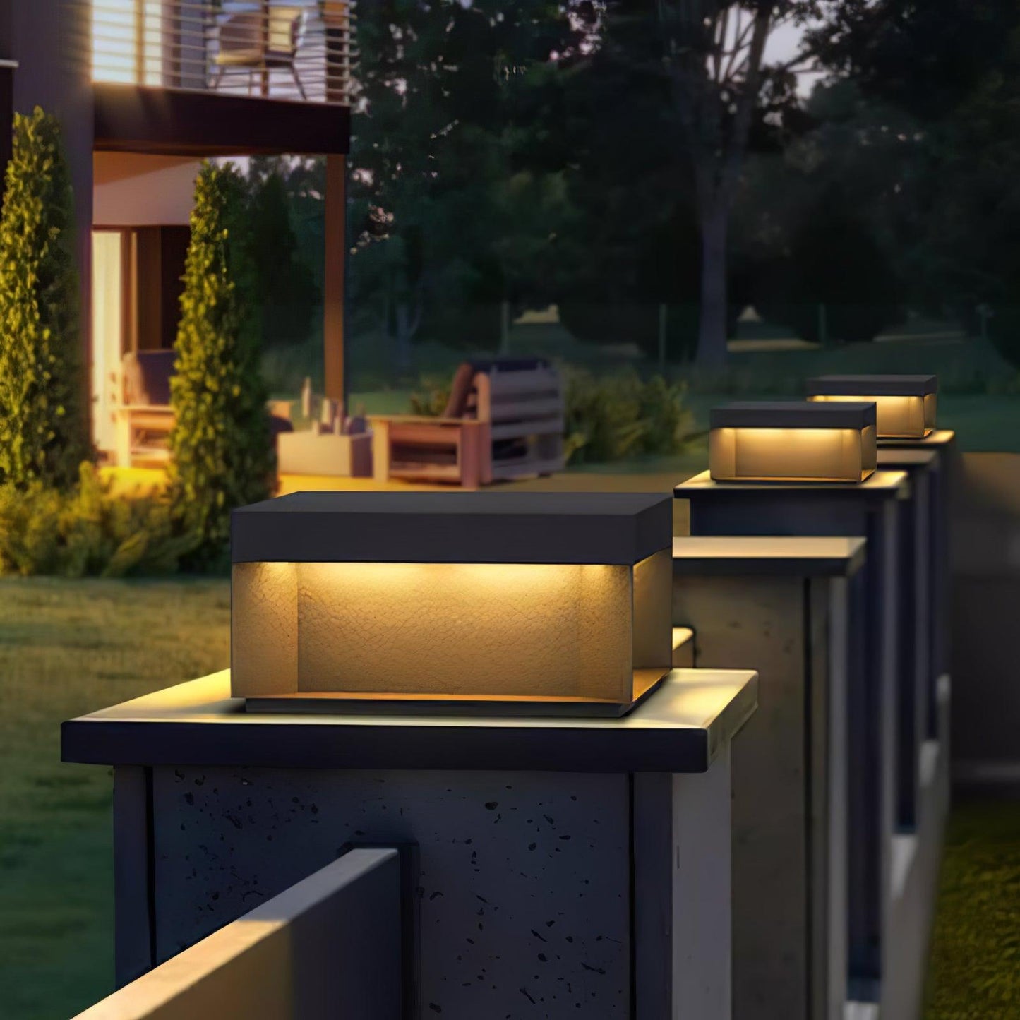 Outdoor Black Security Post Lamp