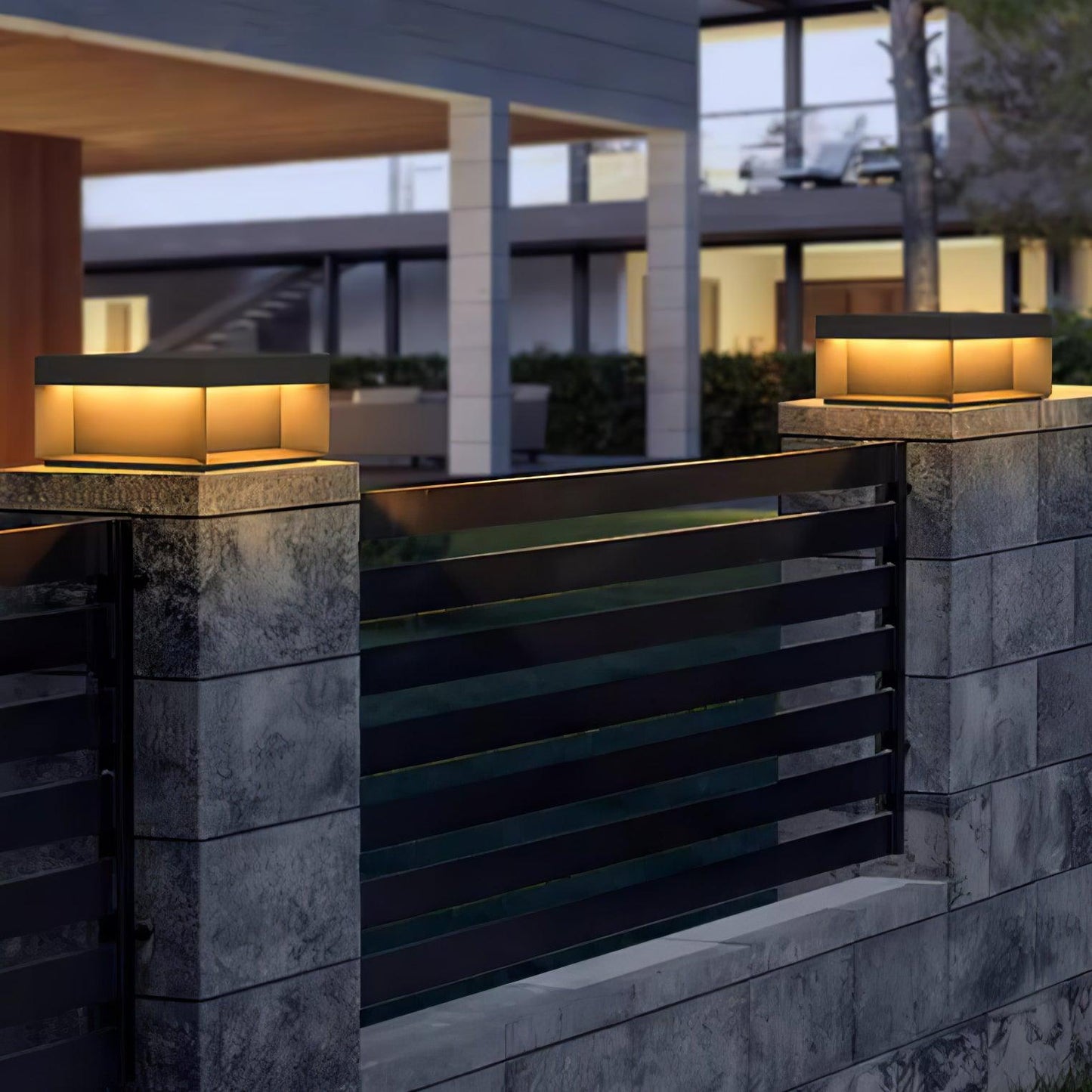 Outdoor Black Security Post Lamp