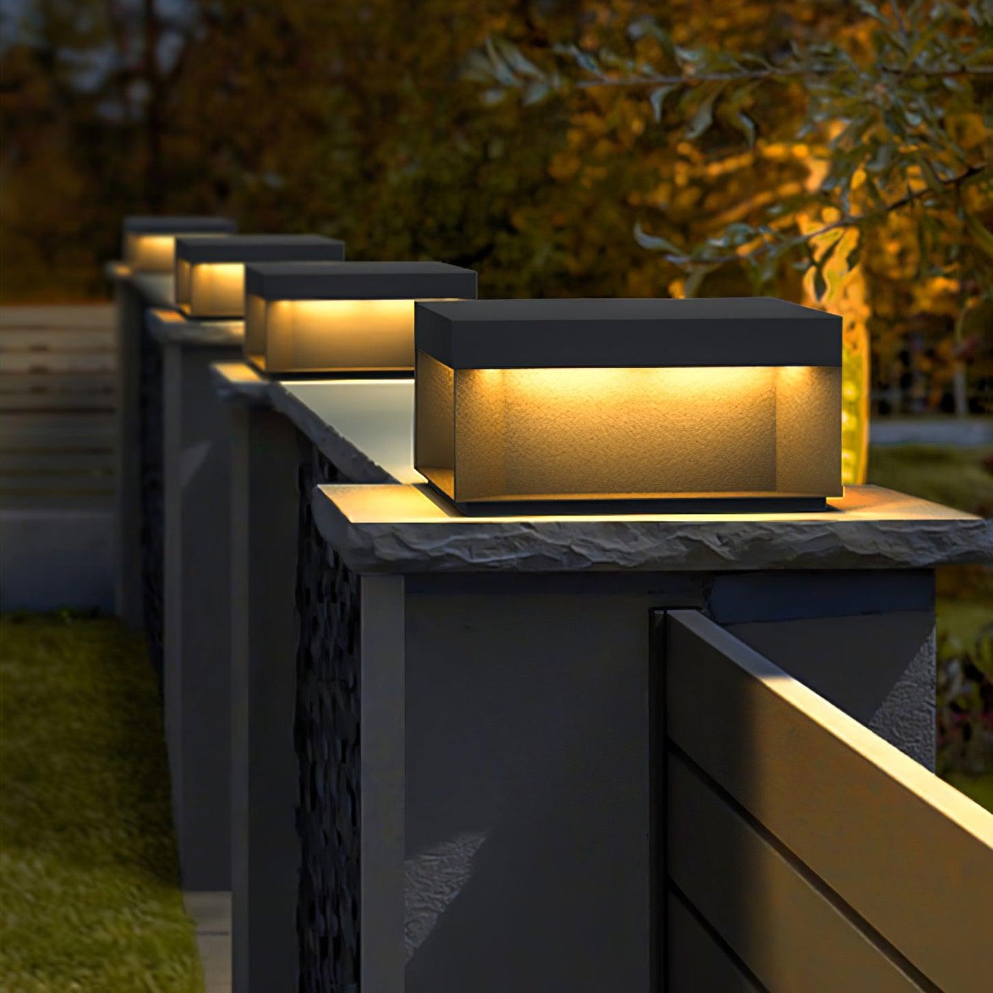 Outdoor Black Security Post Lamp