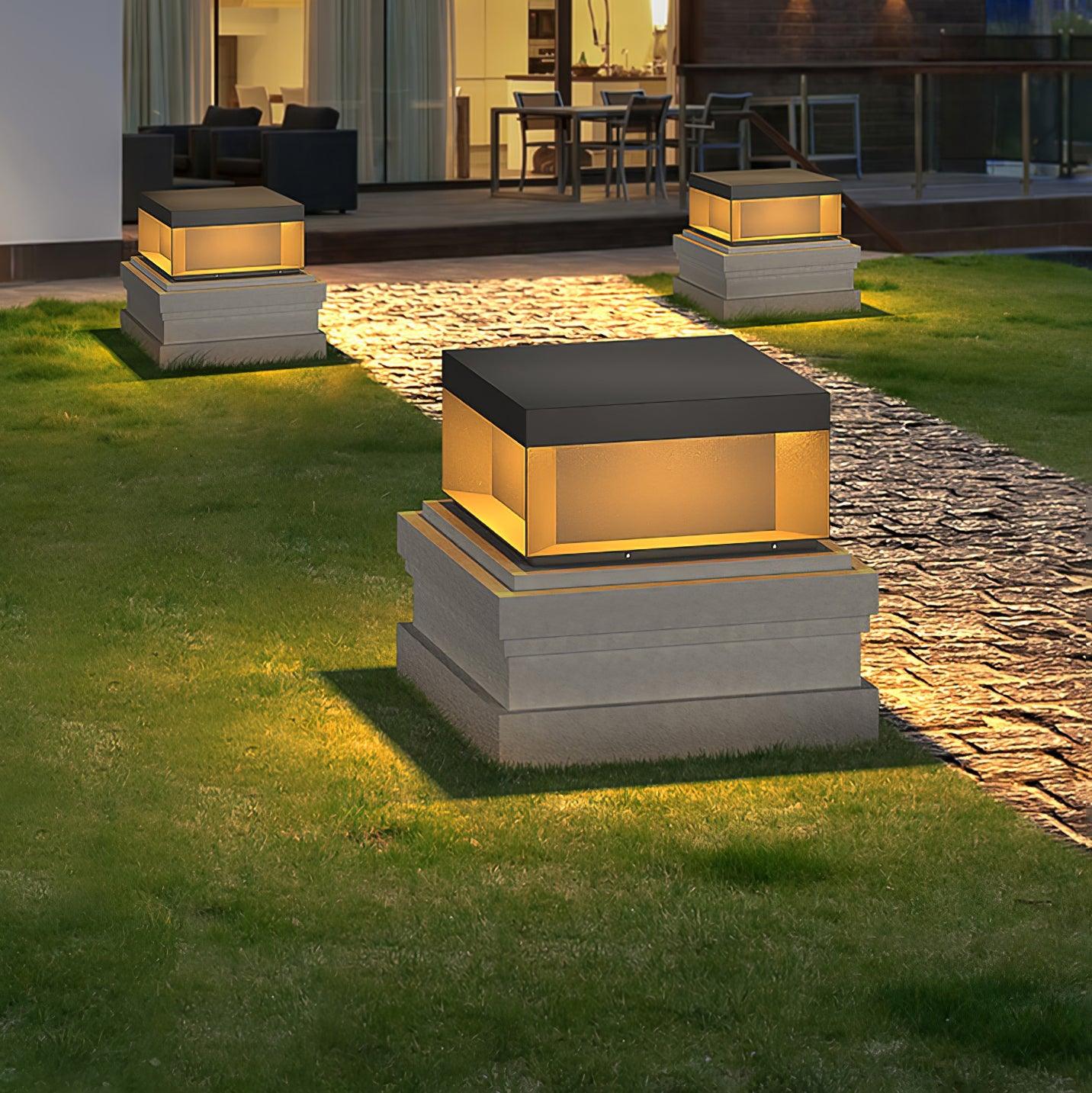 Outdoor Black Security Post Lamp