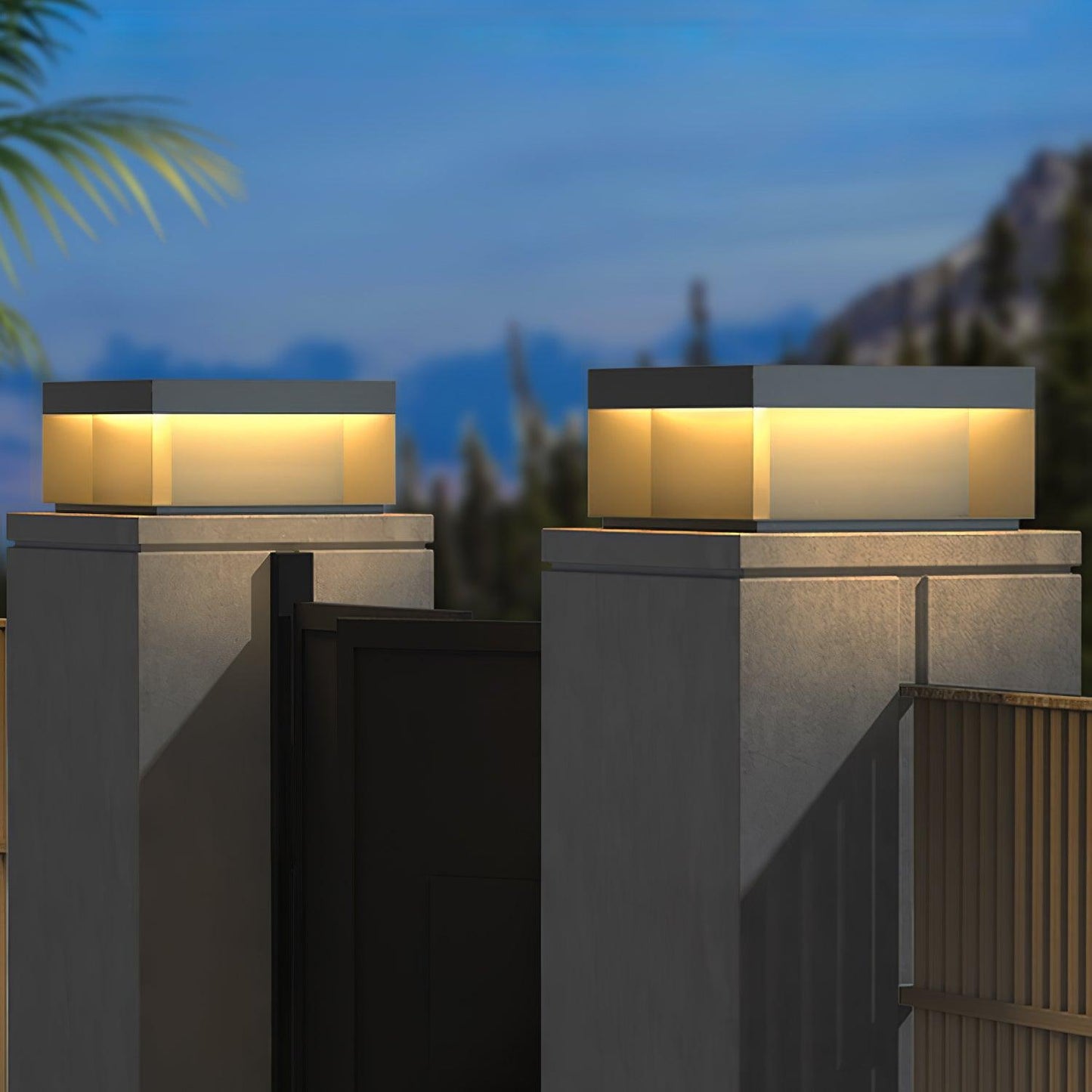 Outdoor Black Security Post Lamp