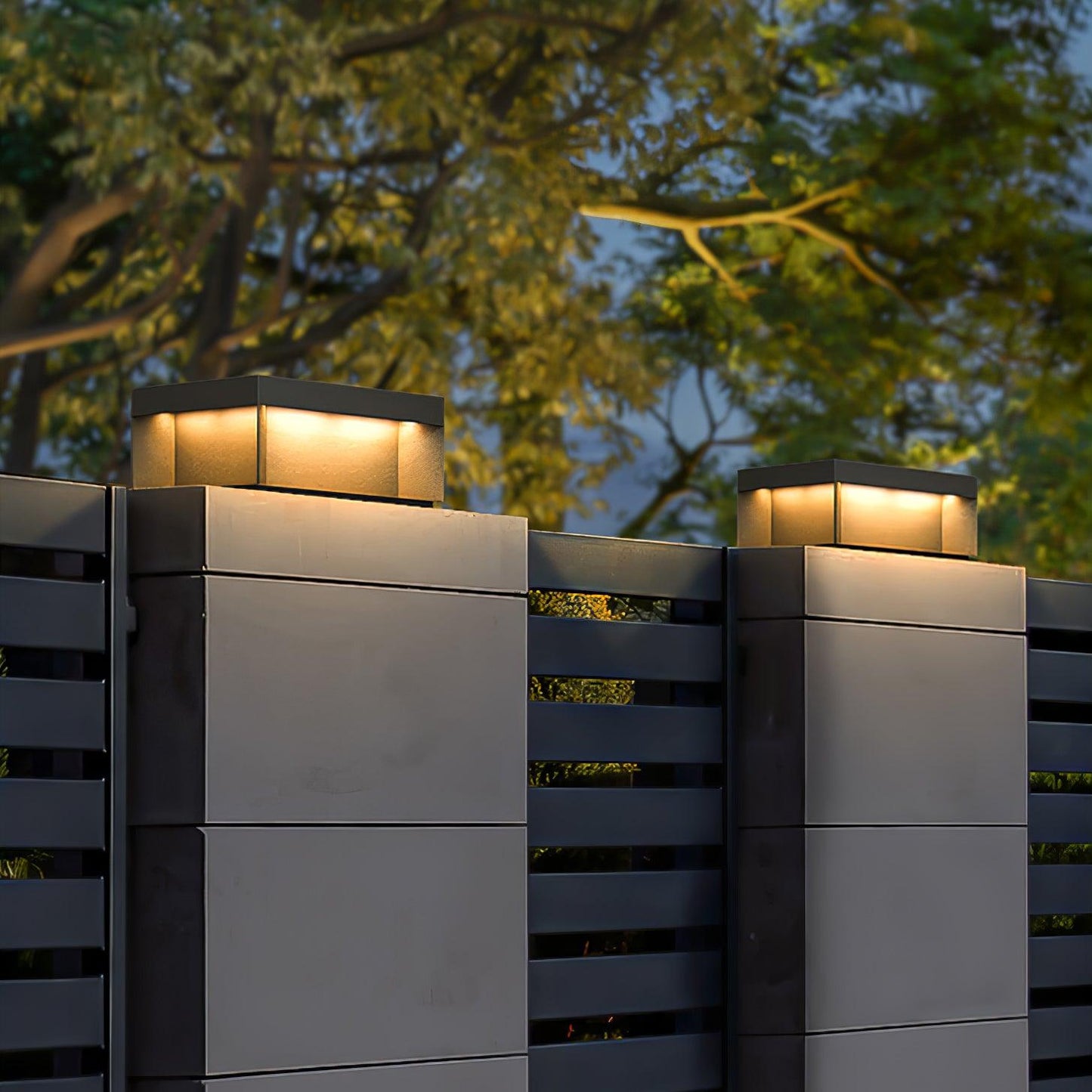 Outdoor Black Security Post Lamp