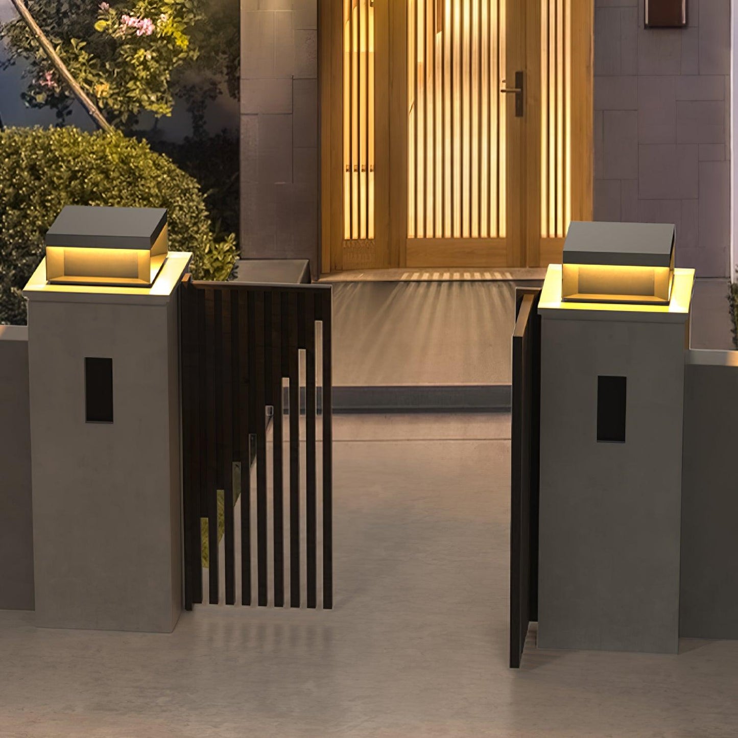 Outdoor Black Security Post Lamp
