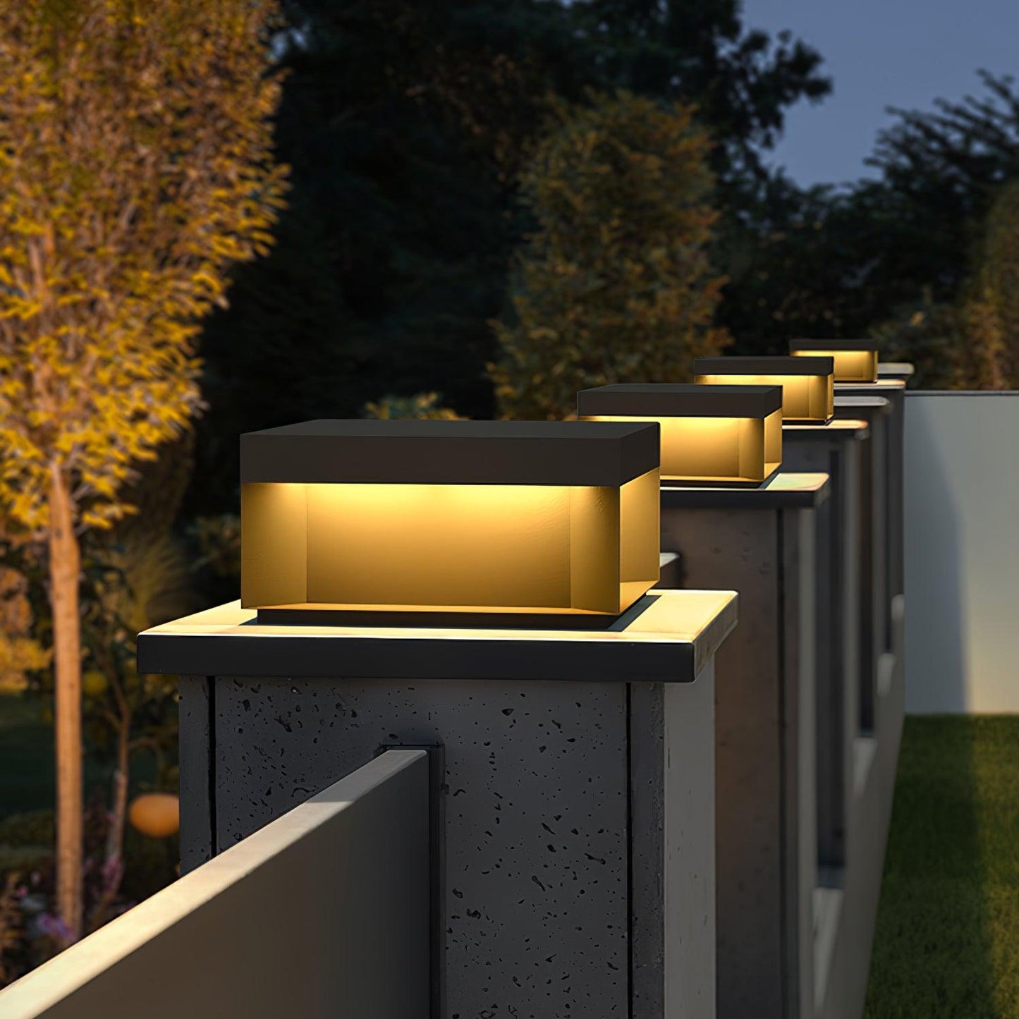 Outdoor Black Security Post Lamp