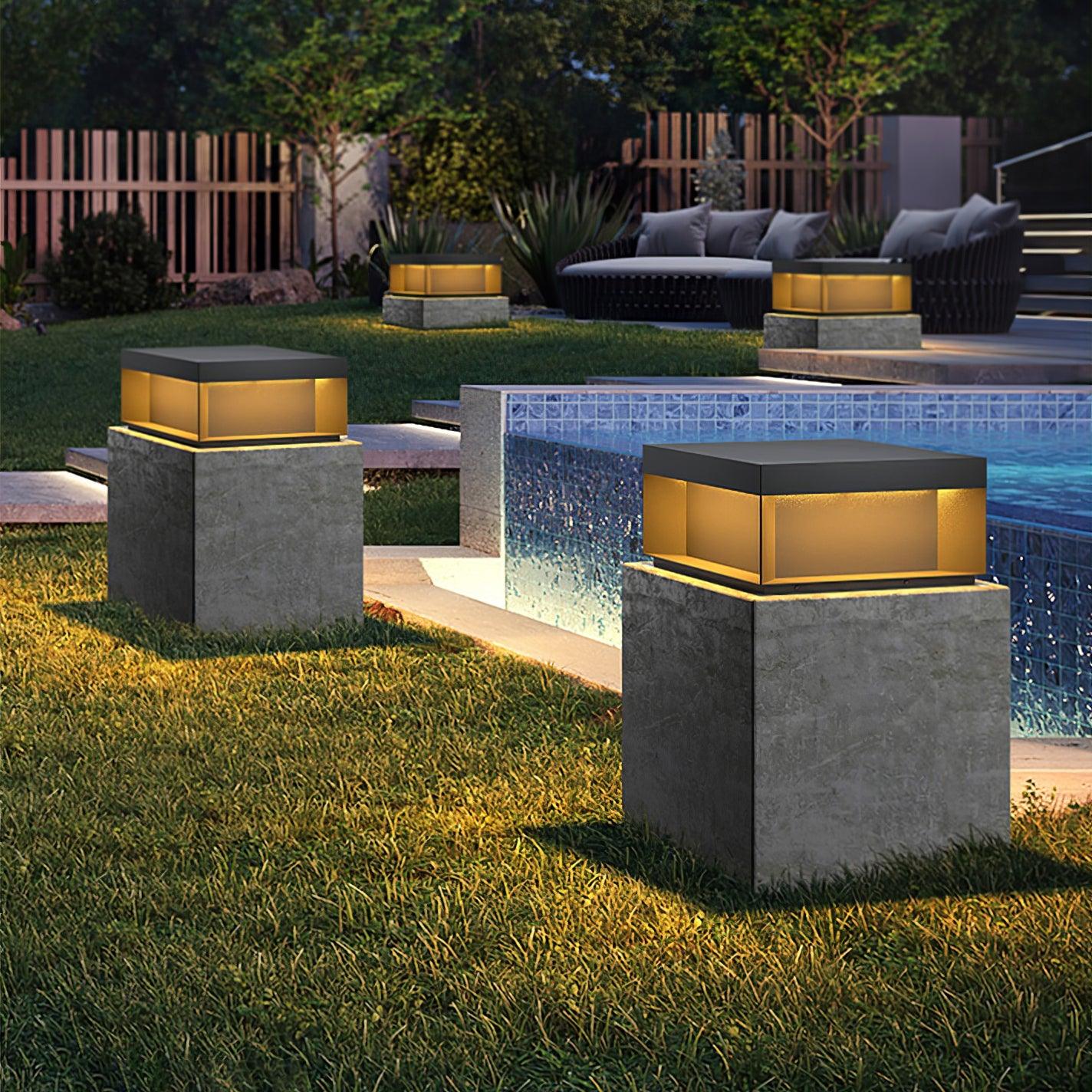Outdoor Black Security Post Lamp