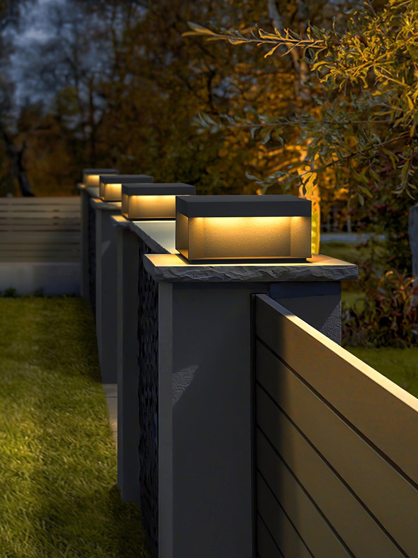 Outdoor Black Security Post Lamp