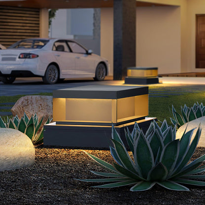 Outdoor Black Security Post Lamp