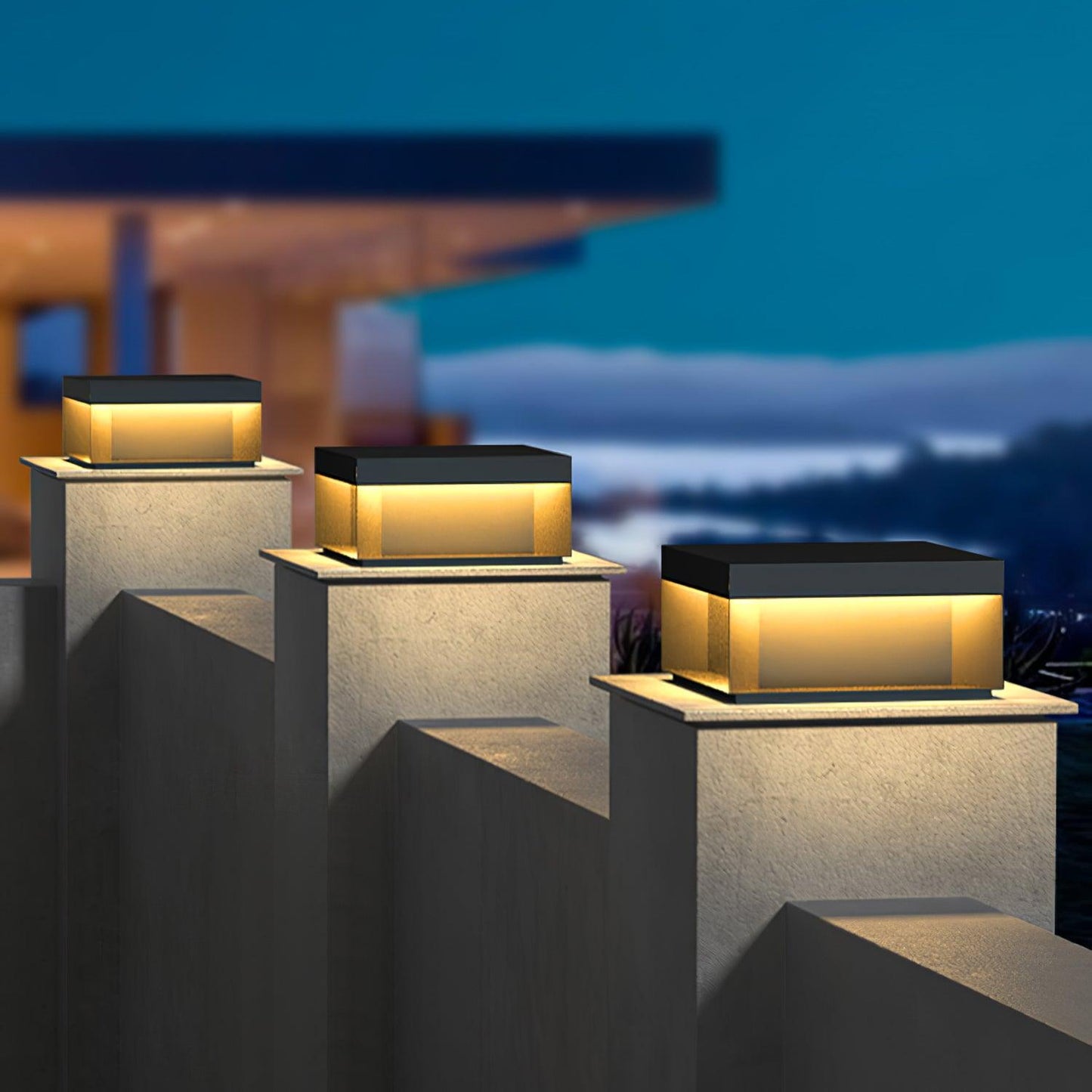 Outdoor Black Security Post Lamp