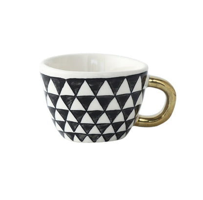 Unique Geometric Mug with Gold Accent Handle