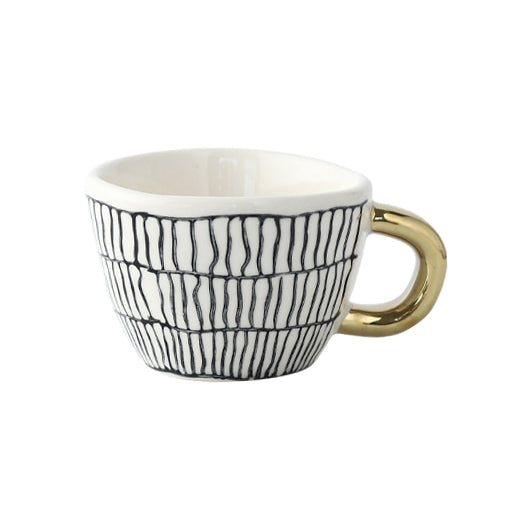 Unique Geometric Mug with Gold Accent Handle