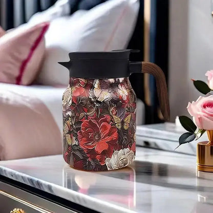 Classic Floral Tea Infuser Teapot 1000ml Stainless Steel