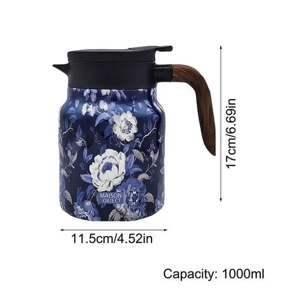 Classic Floral Tea Infuser Teapot 1000ml Stainless Steel