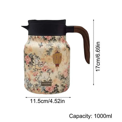 Classic Floral Tea Infuser Teapot 1000ml Stainless Steel