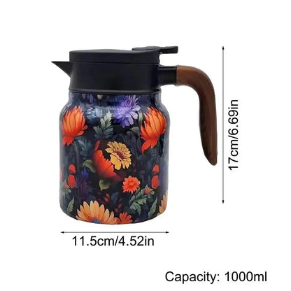 Classic Floral Tea Infuser Teapot 1000ml Stainless Steel