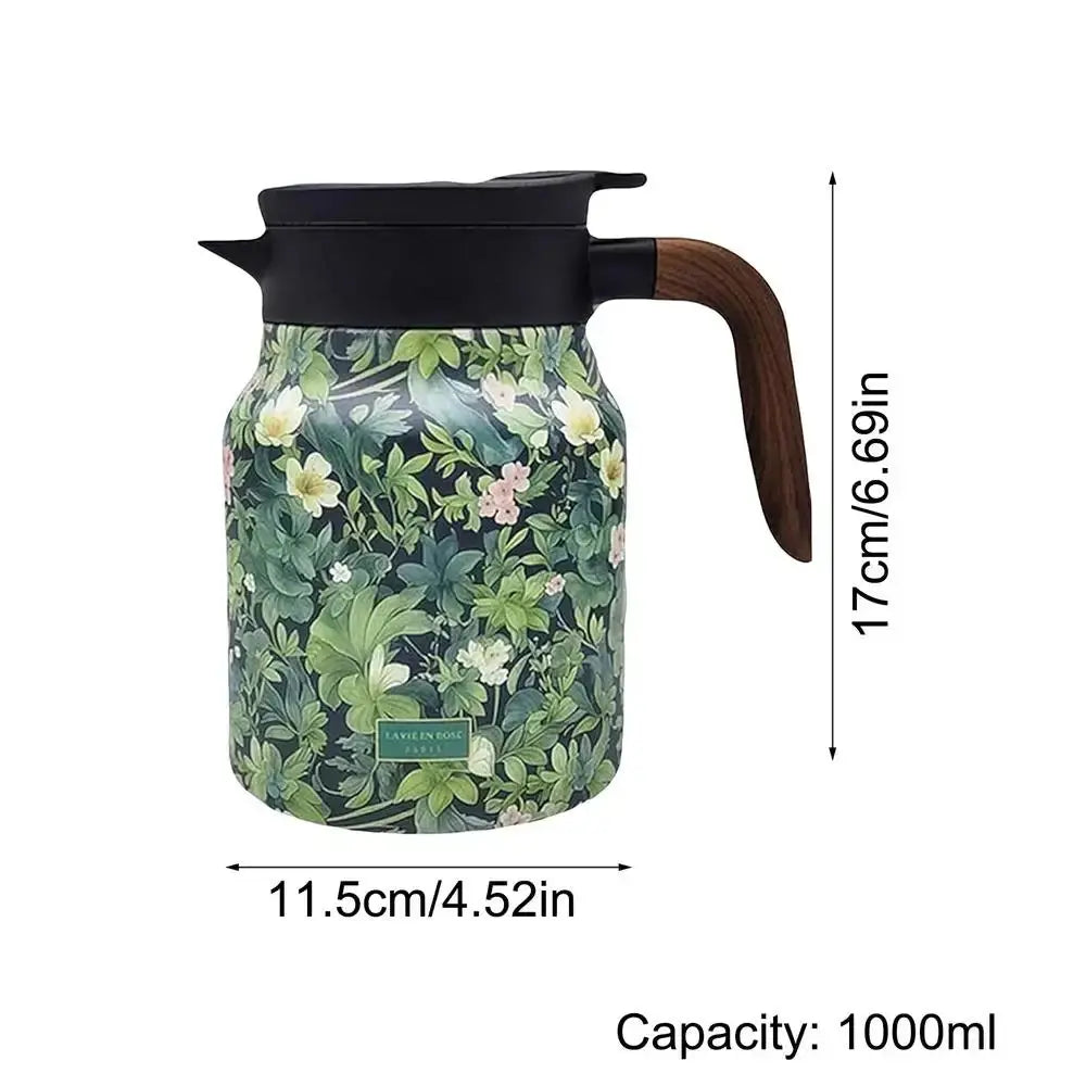 Classic Floral Tea Infuser Teapot 1000ml Stainless Steel