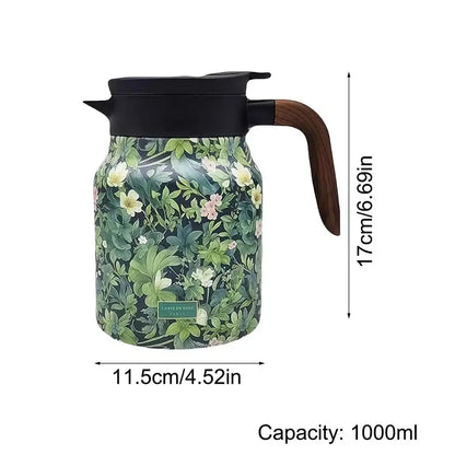 Classic Floral Tea Infuser Teapot 1000ml Stainless Steel