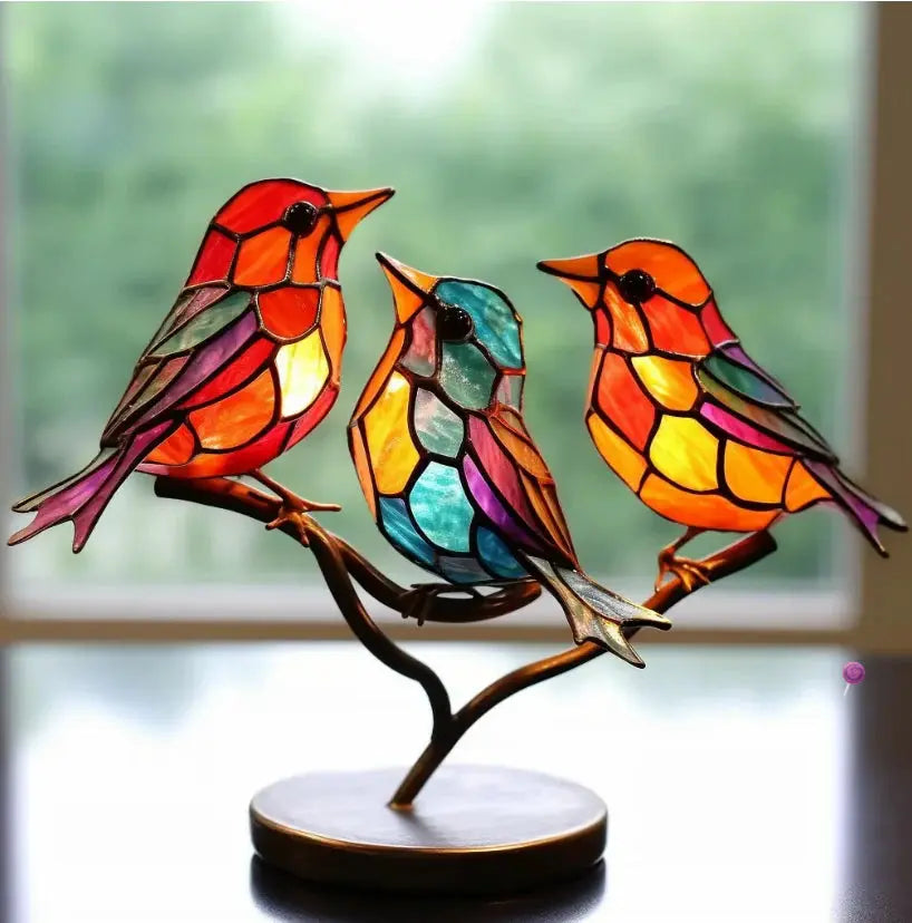 Colorful Glass Bird Figurine