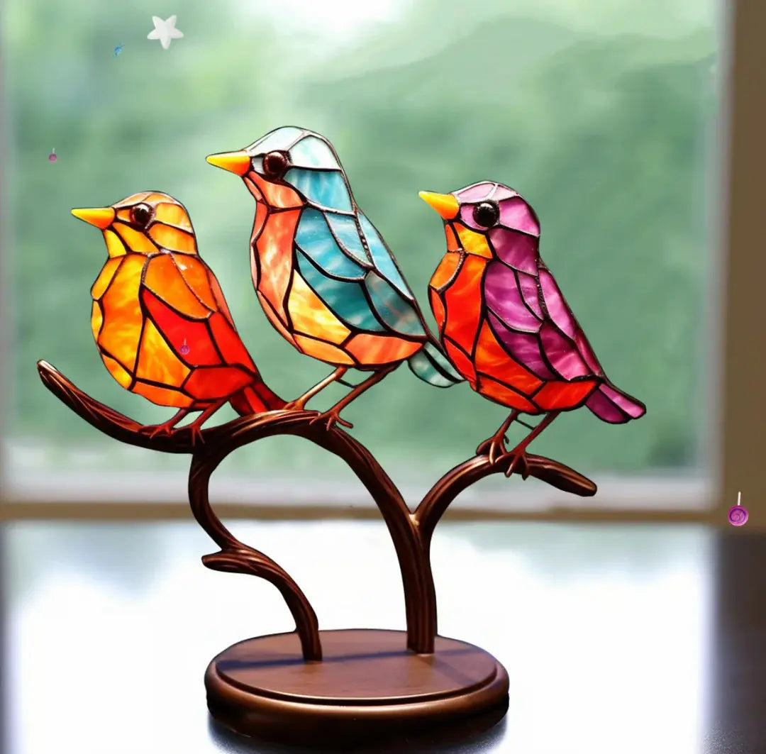 Colorful Glass Bird Figurine