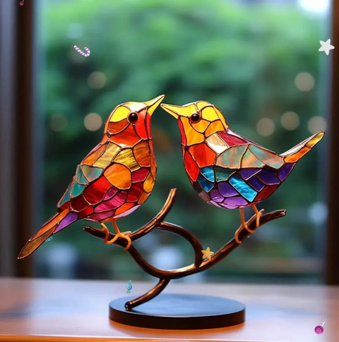 Colorful Glass Bird Figurine