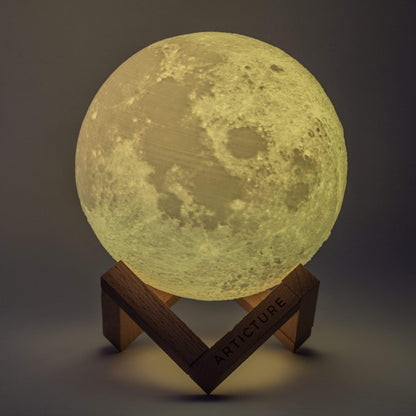 Unique Wooden Moon Table Lamp