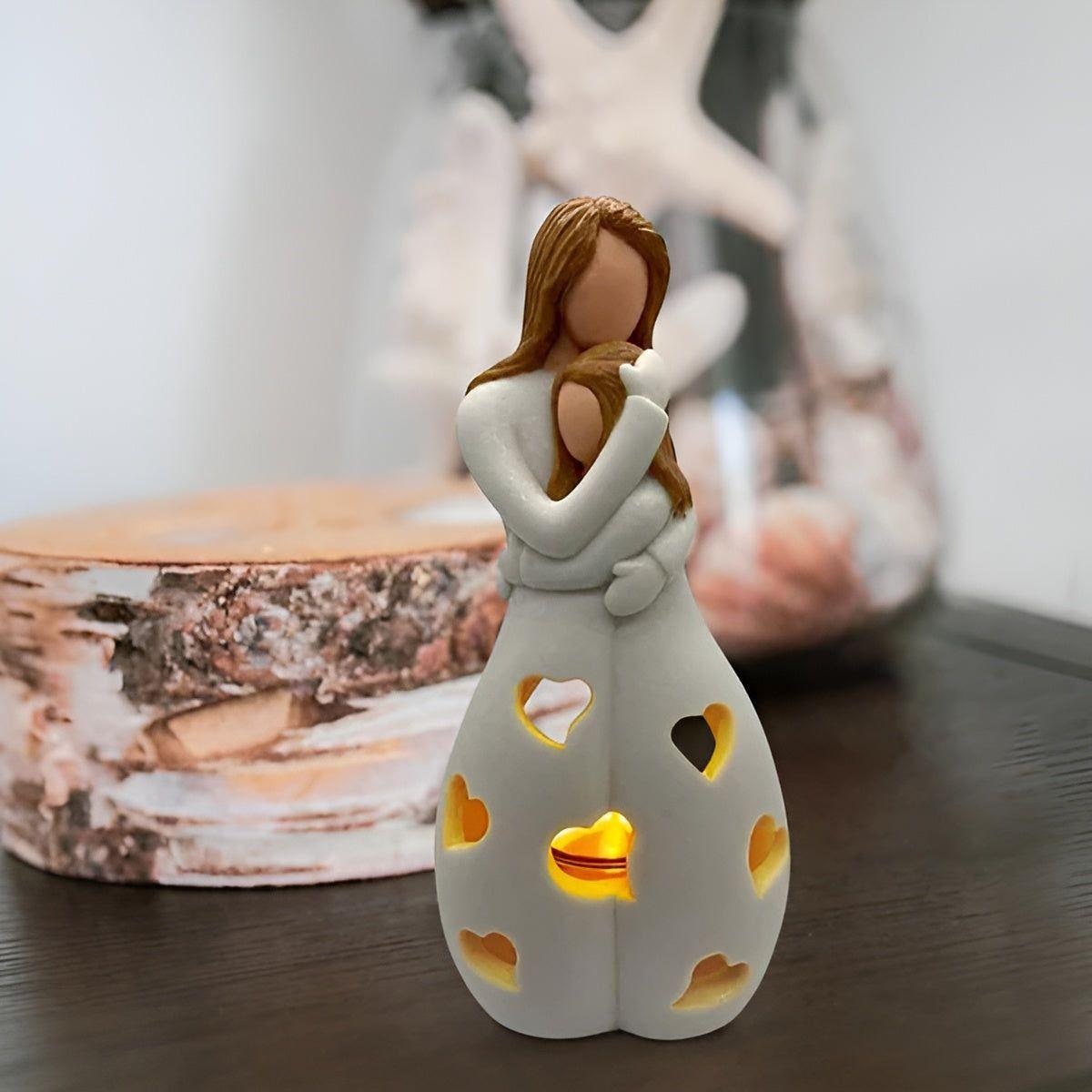 Warm Mother Daughter Figure Candle Holder