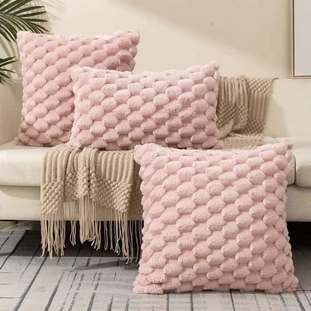 Soft Plush Cushion Cover with 3D Texture