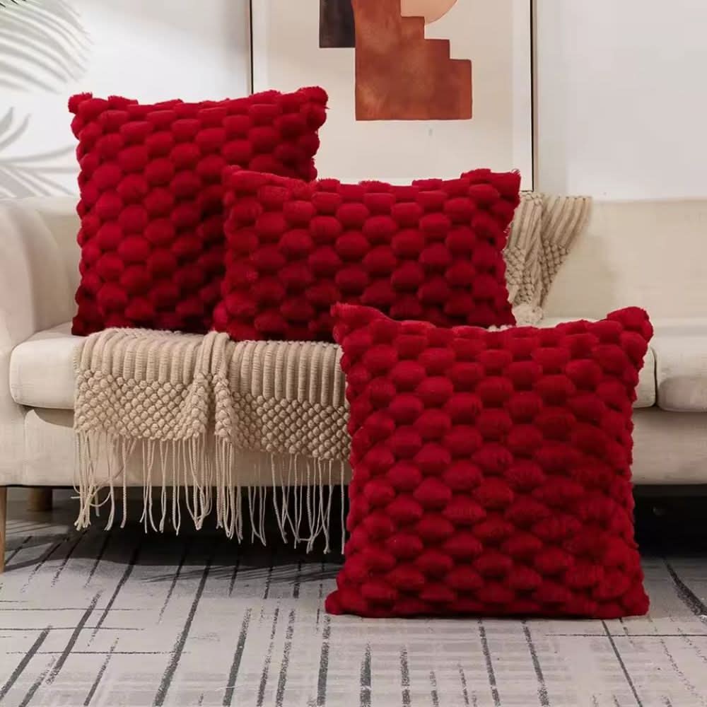 Soft Plush Cushion Cover with 3D Texture