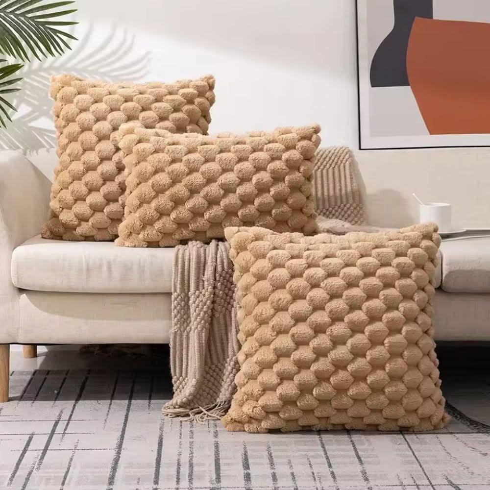 Soft Plush Cushion Cover with 3D Texture