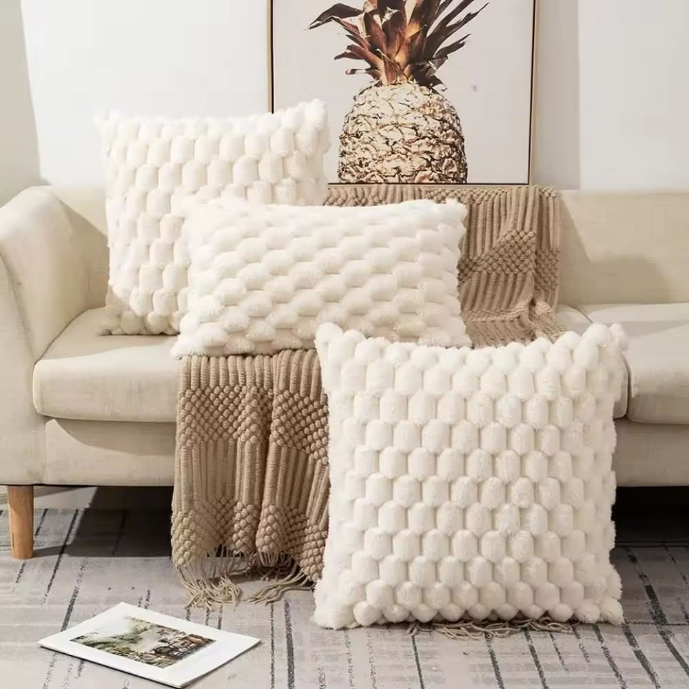 Soft Plush Cushion Cover with 3D Texture