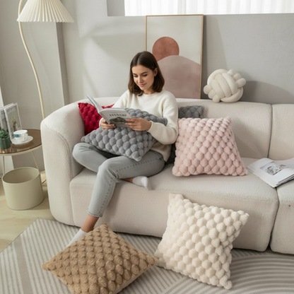 Soft Plush Cushion Cover with 3D Texture