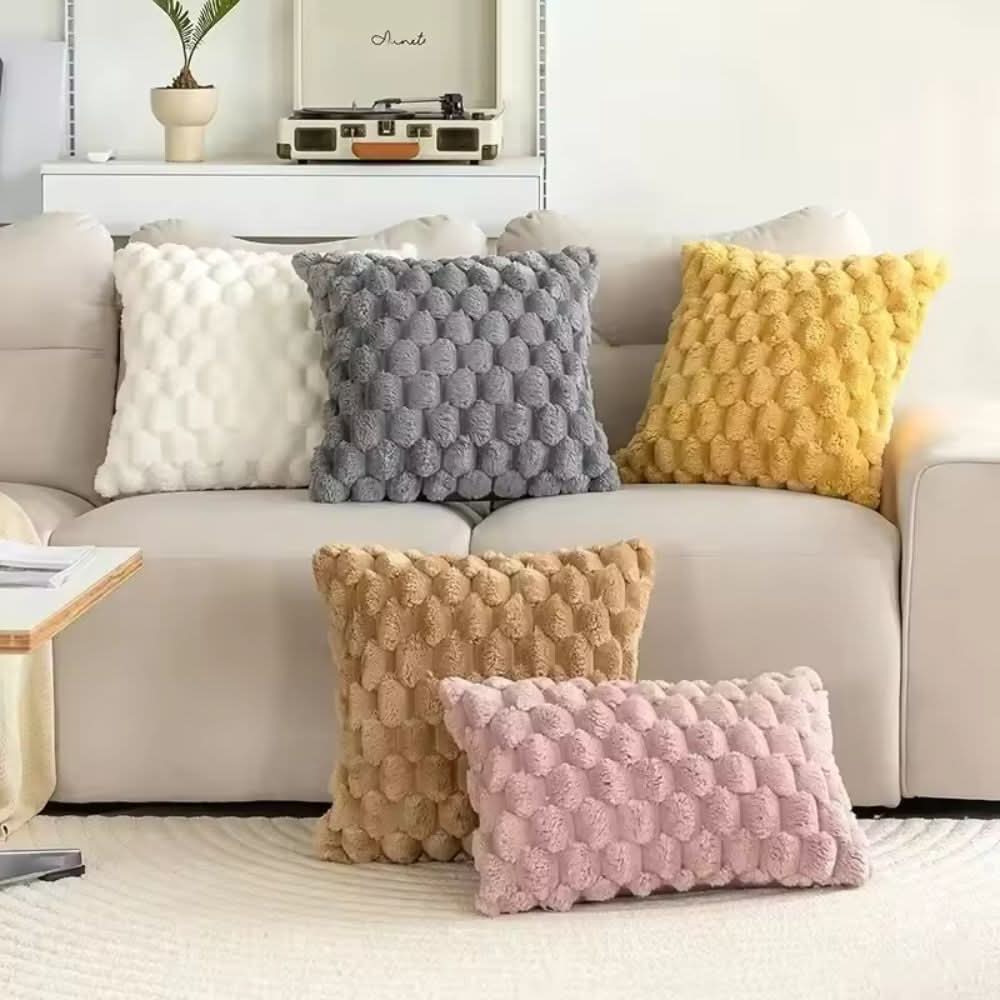 Soft Plush Cushion Cover with 3D Texture